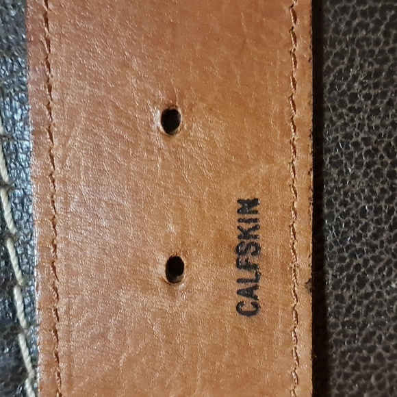 Joan & David Brown Calfskin Leather Belt Square Brass Buckle Split Size S Boho - Picture 8 of 11